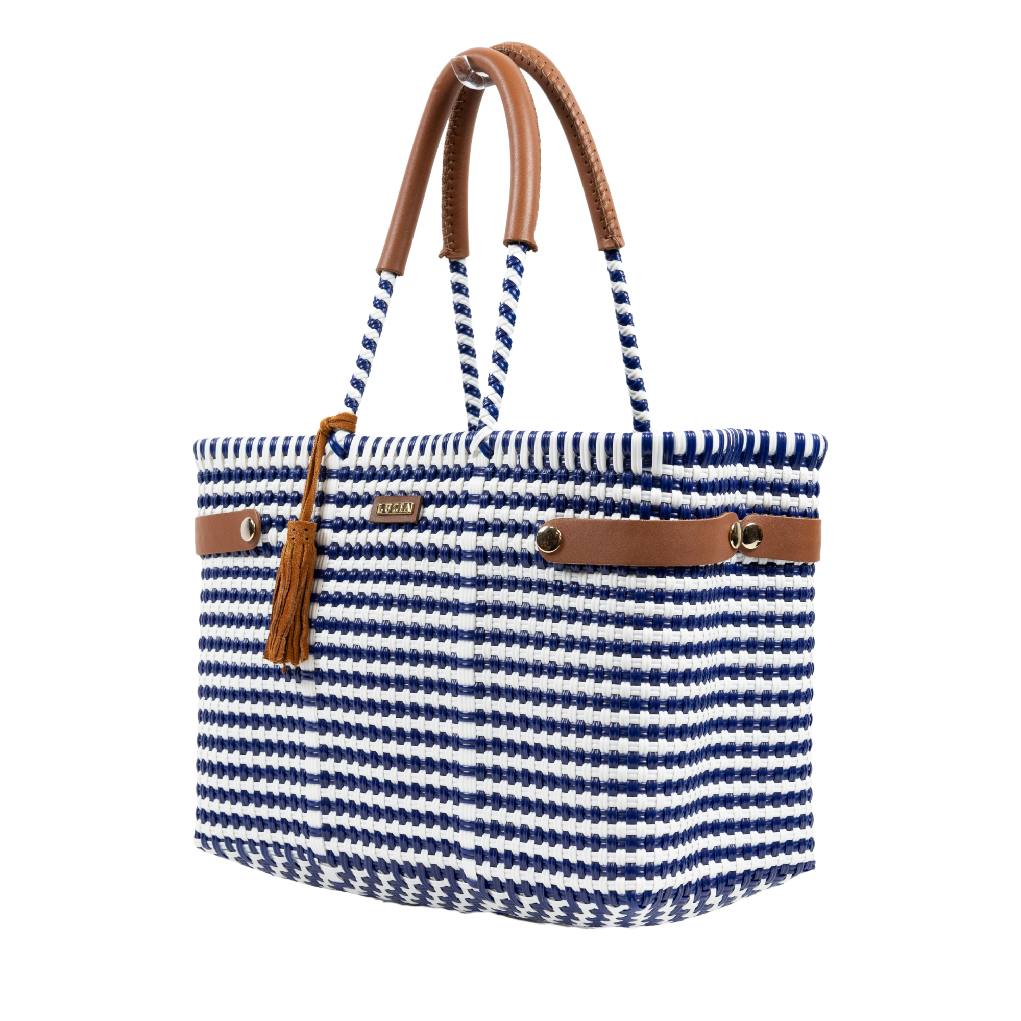 Open Basket Medium Lines Navy Blue White