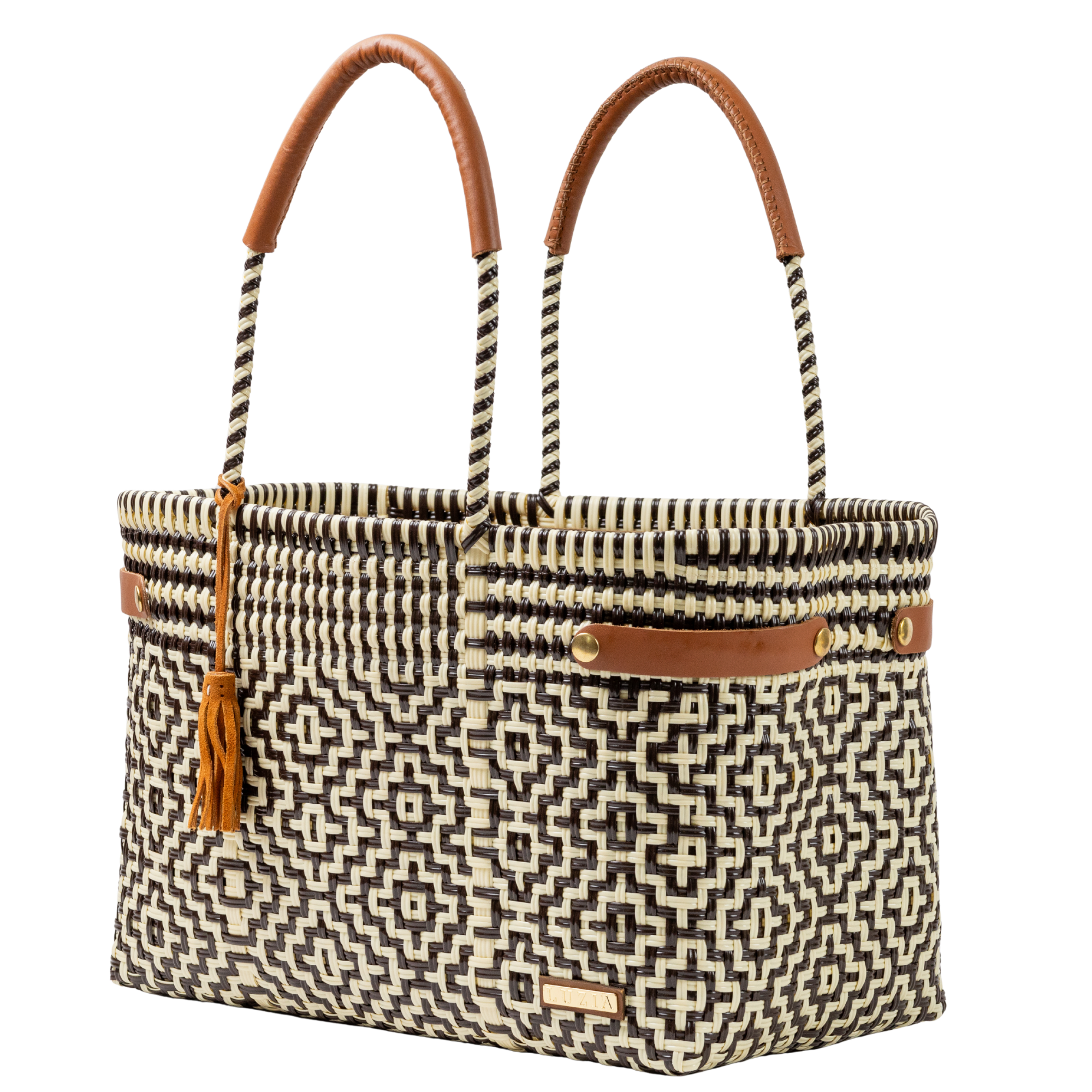 Open Basket Jumbo Cross Diamond Brown Beige
