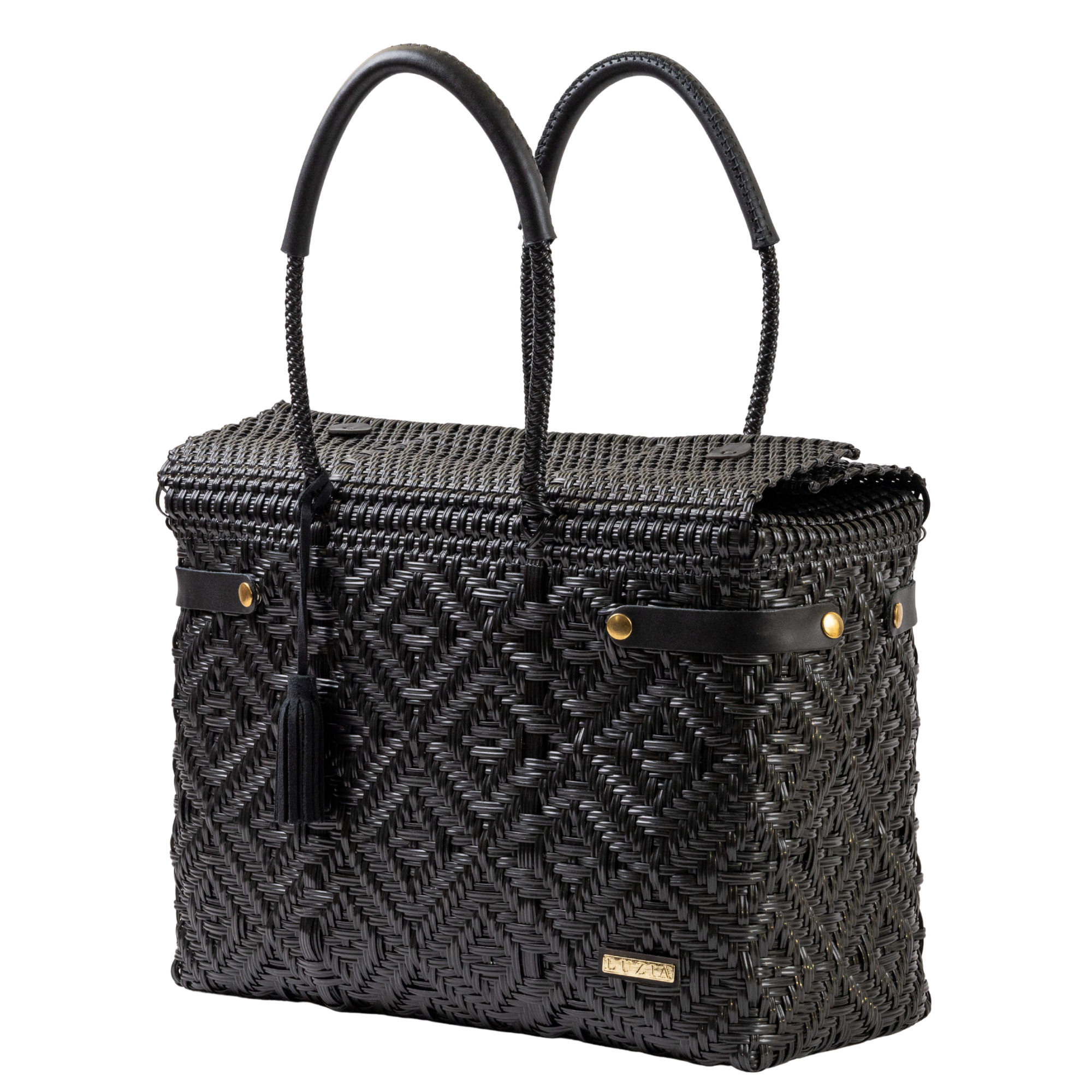 Closed Basket Jumbo Braided Solid Black (Leather Black)