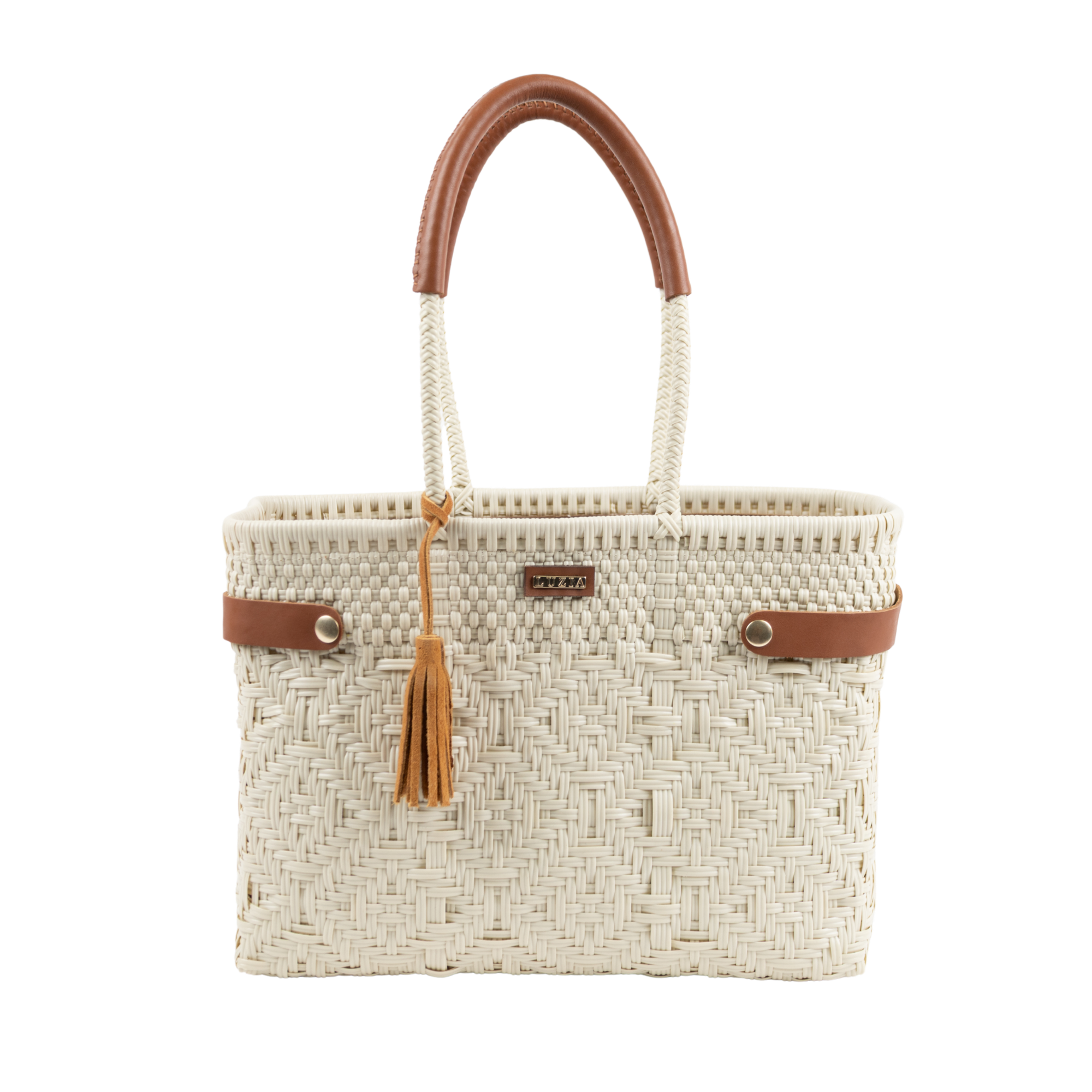 Open Basket Medium Braided Solid Beige