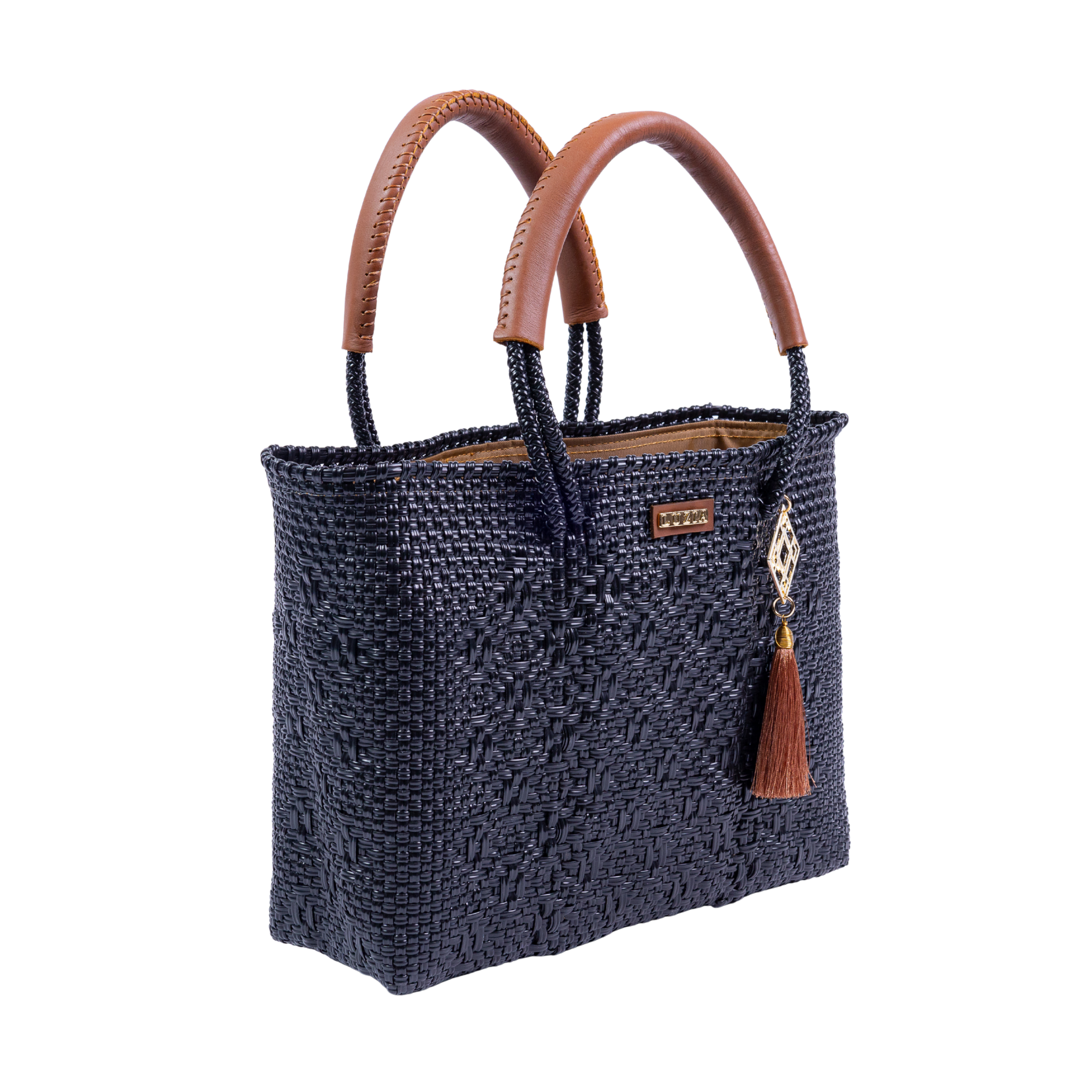 Arm Tote Solid Multi-Diamond Black - Cognac