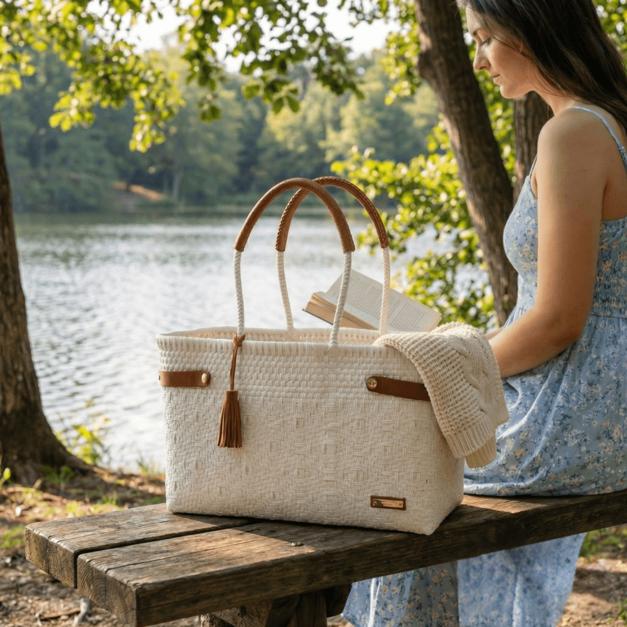 Open Basket Jumbo Braided Solid White