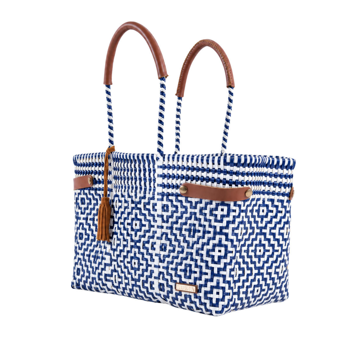 Open Basket Jumbo Cross Diamond Navy Blue White