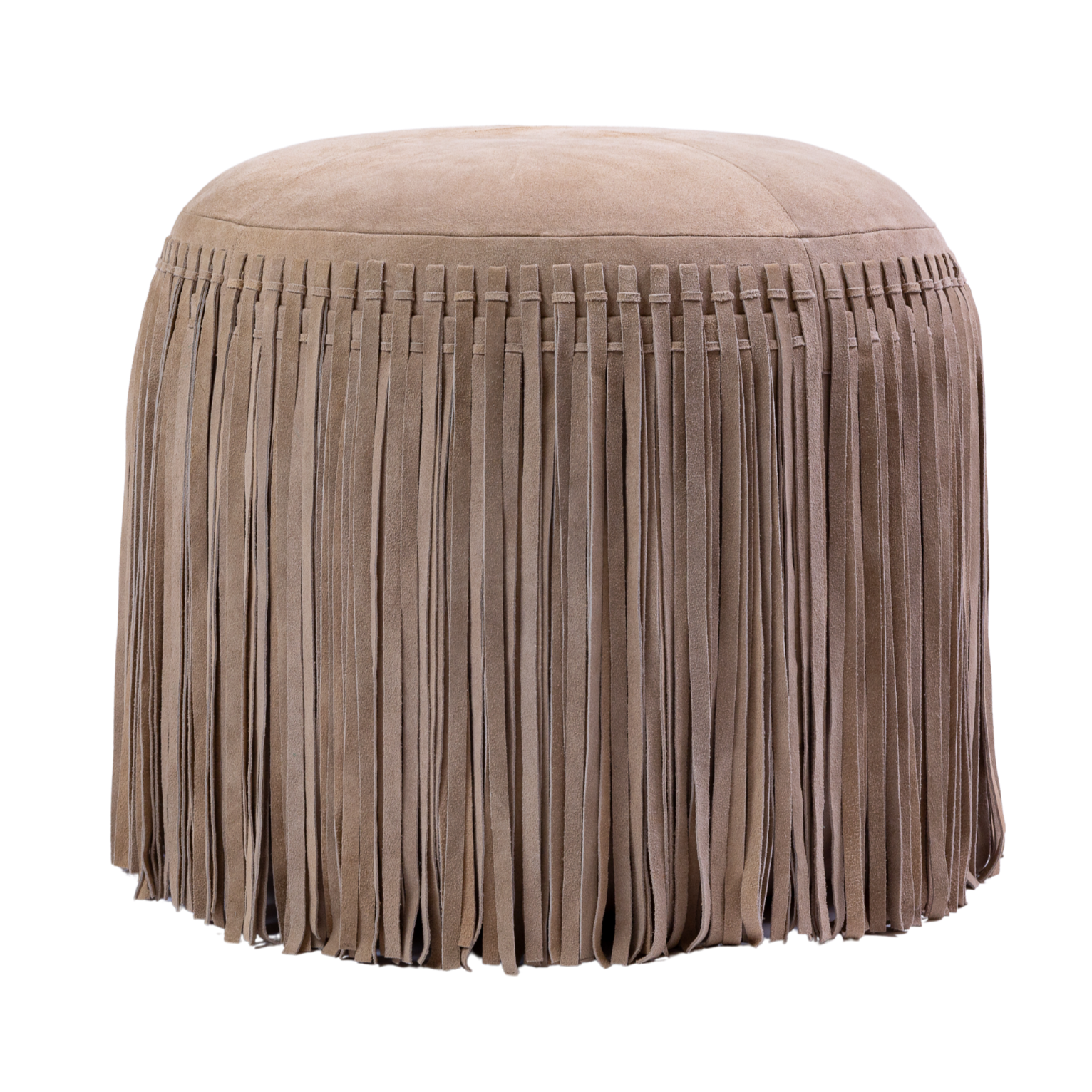 Pouf Round Fringe Taupe
