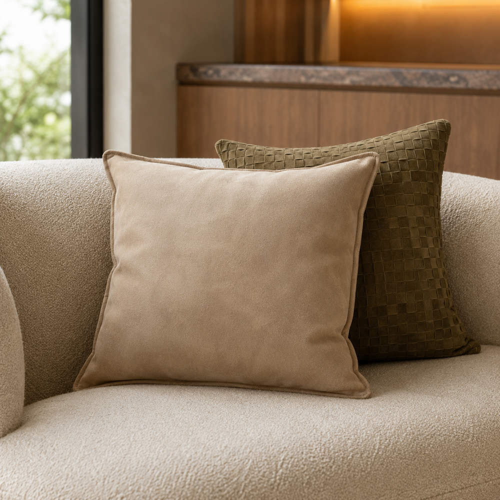 Solid Suede Pillow – Taupe
