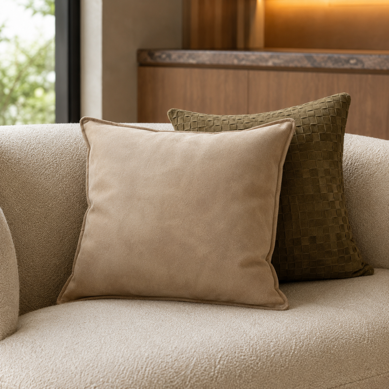 Solid Suede Pillow – Taupe
