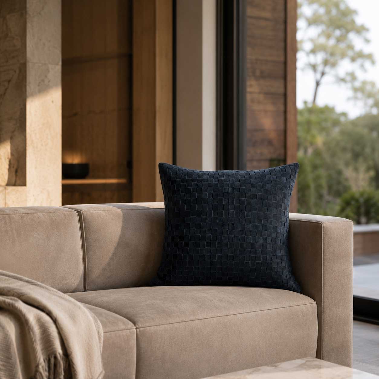 Square Suede Pillow – Navy
