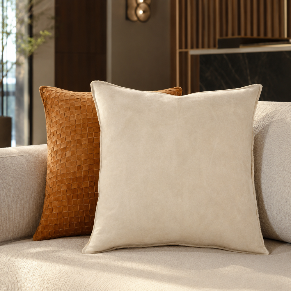 Solid Suede Pillow – Bone