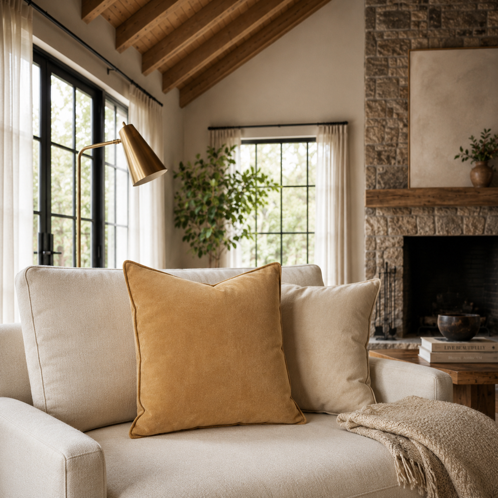Solid Suede Pillow – Camel