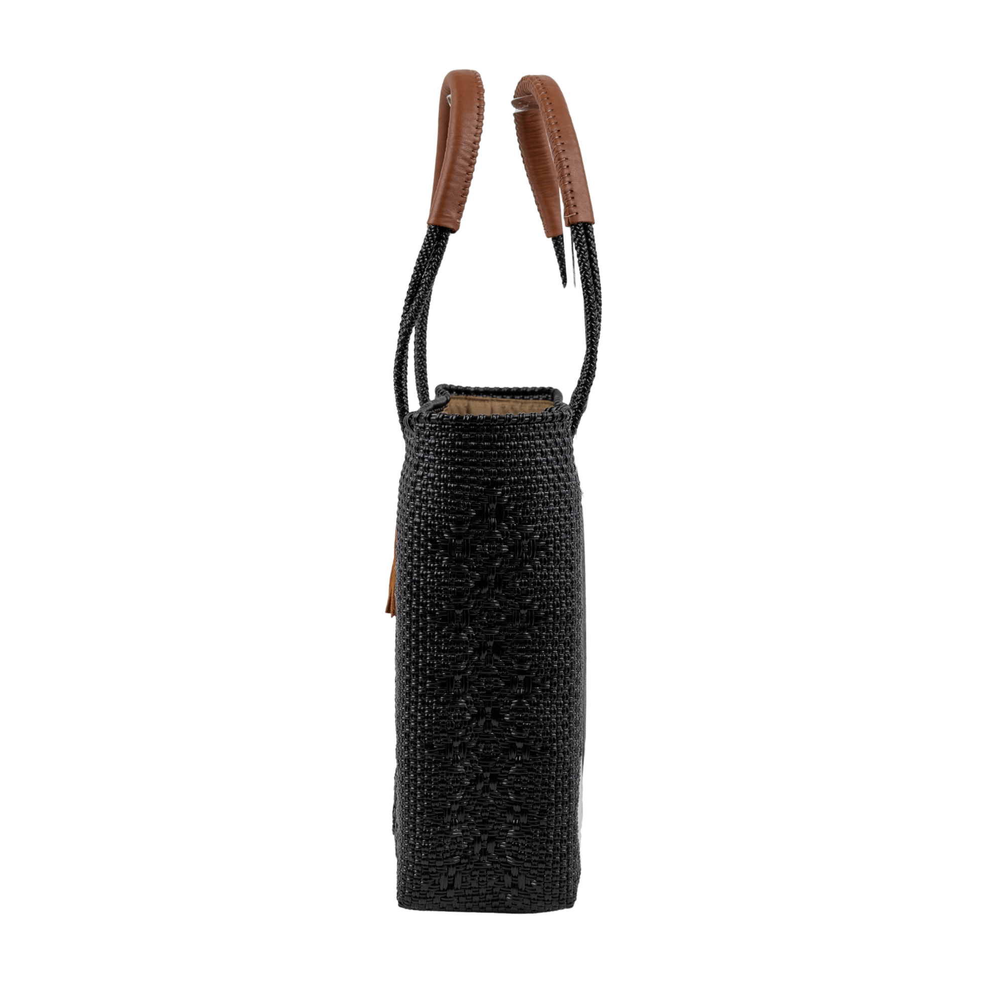 Shoulder Tote Solid Multi-Diamond Black (Leather Cognac)