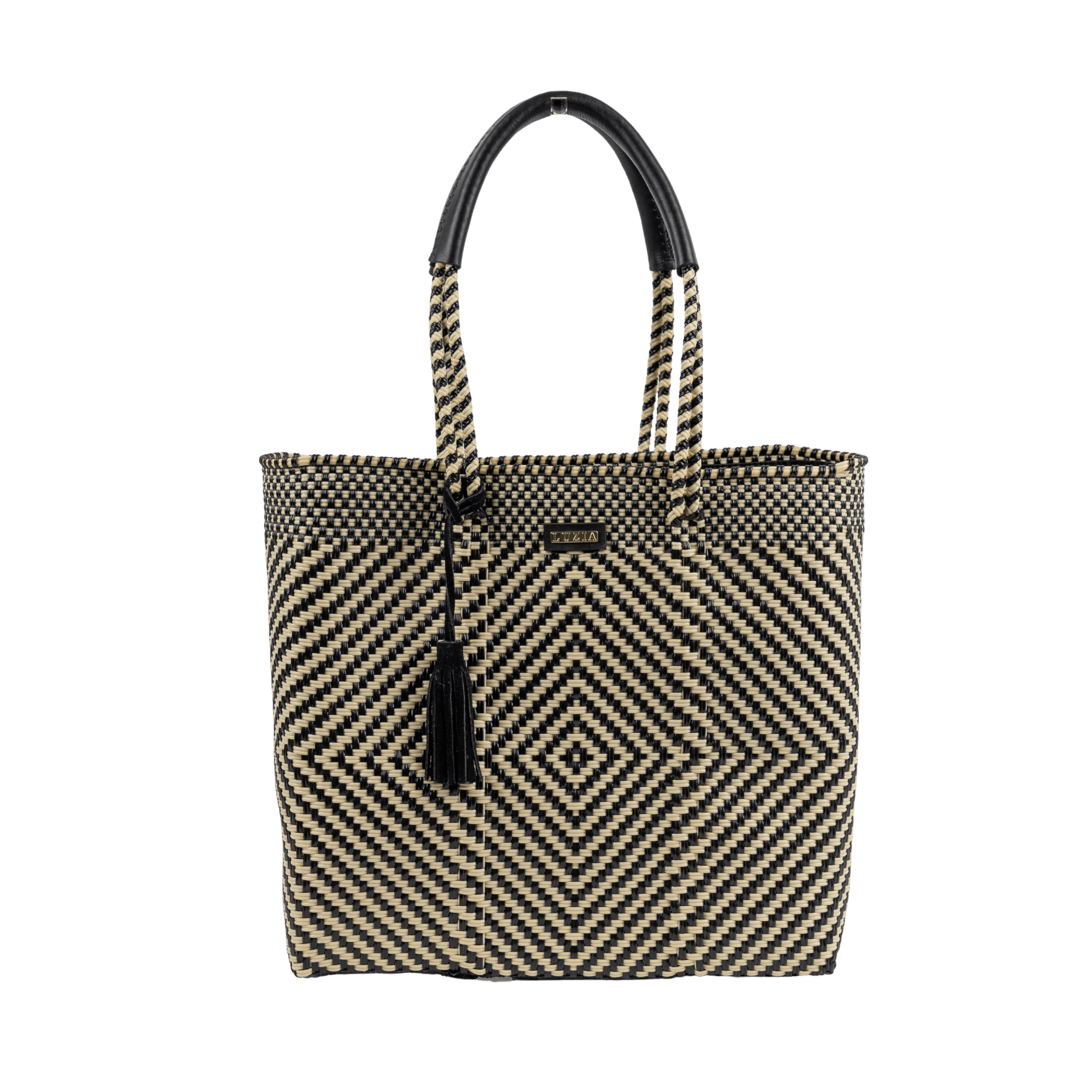 Shoulder Tote Diamond Black Beige