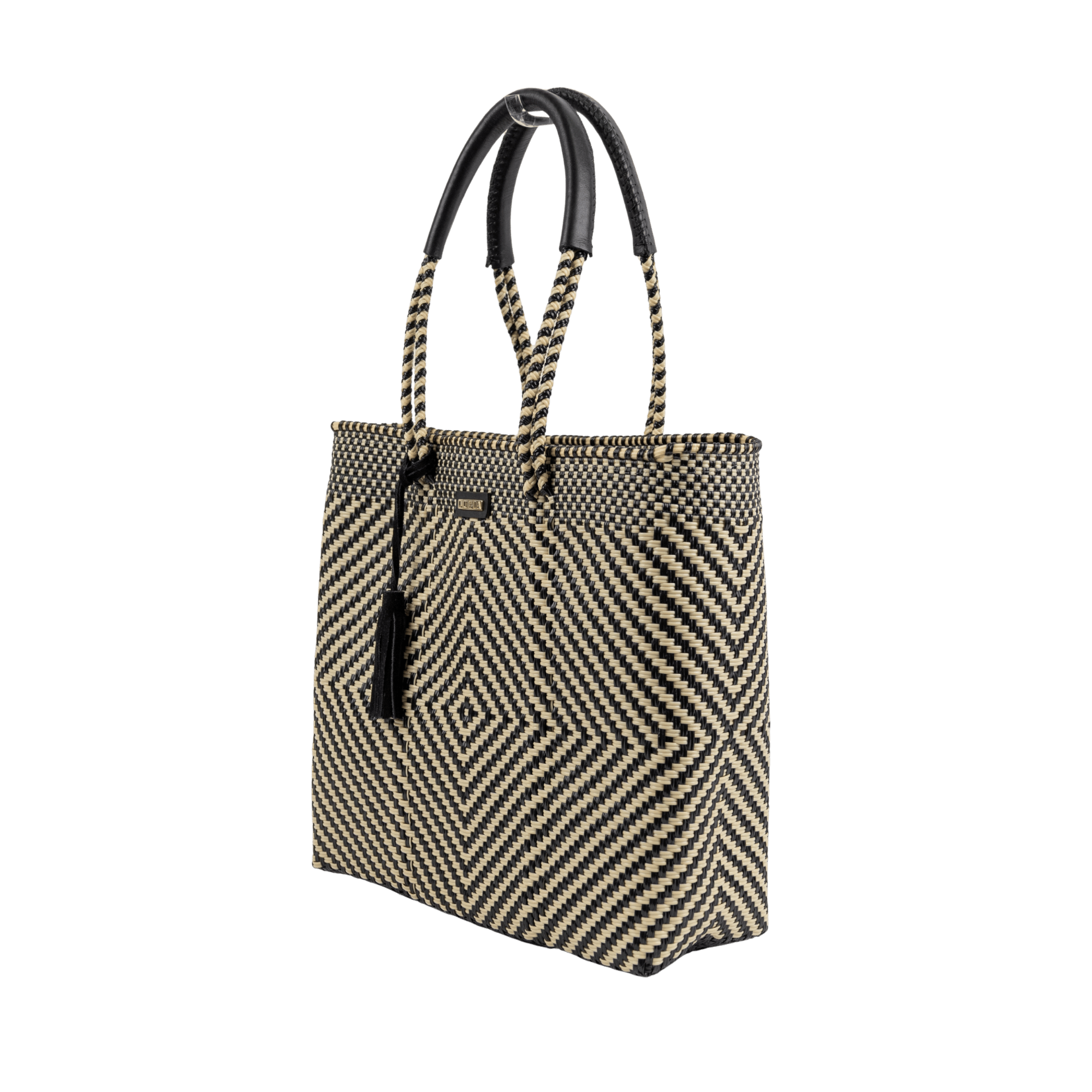 Shoulder Tote Diamond Black Beige