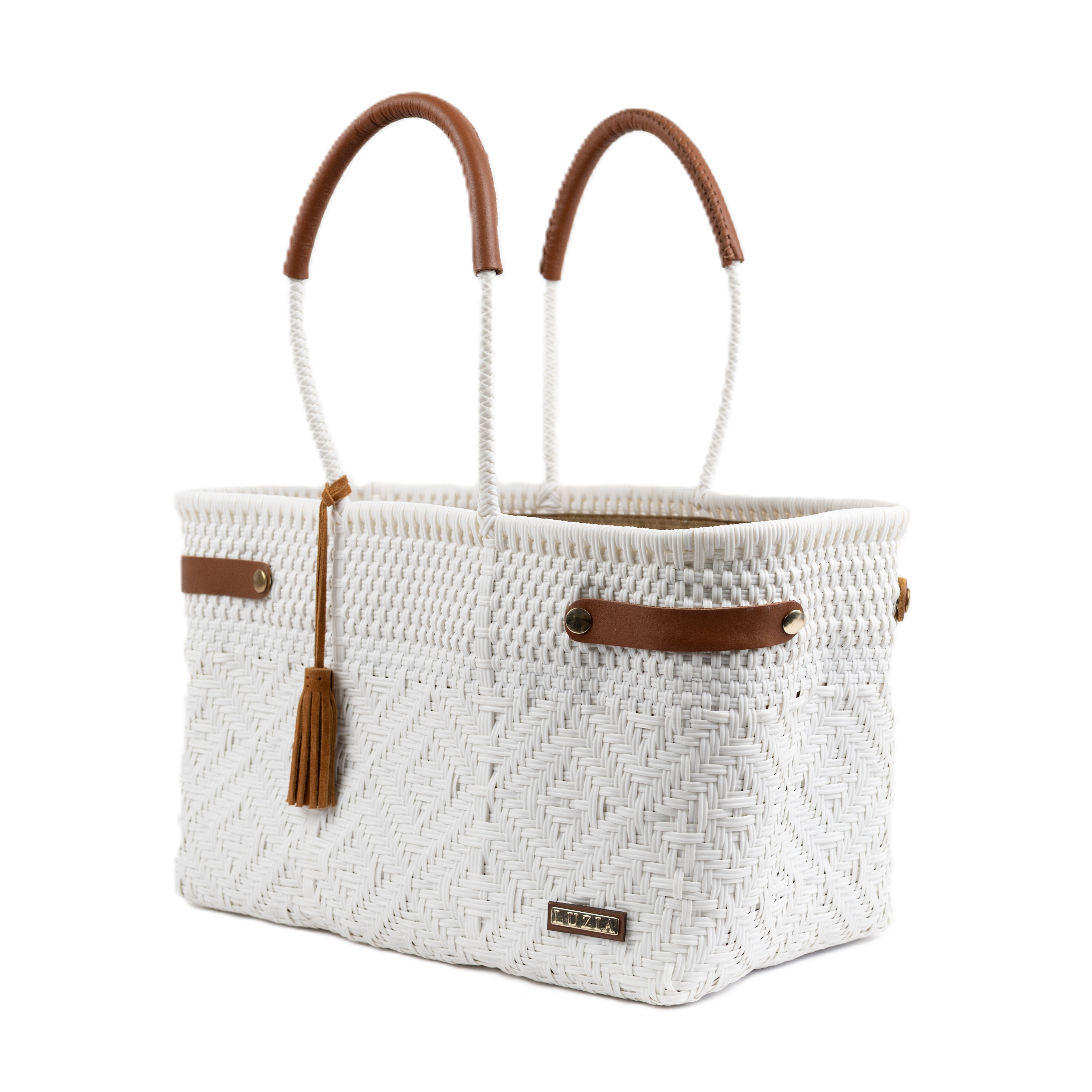 Open Basket Jumbo Braided Solid White