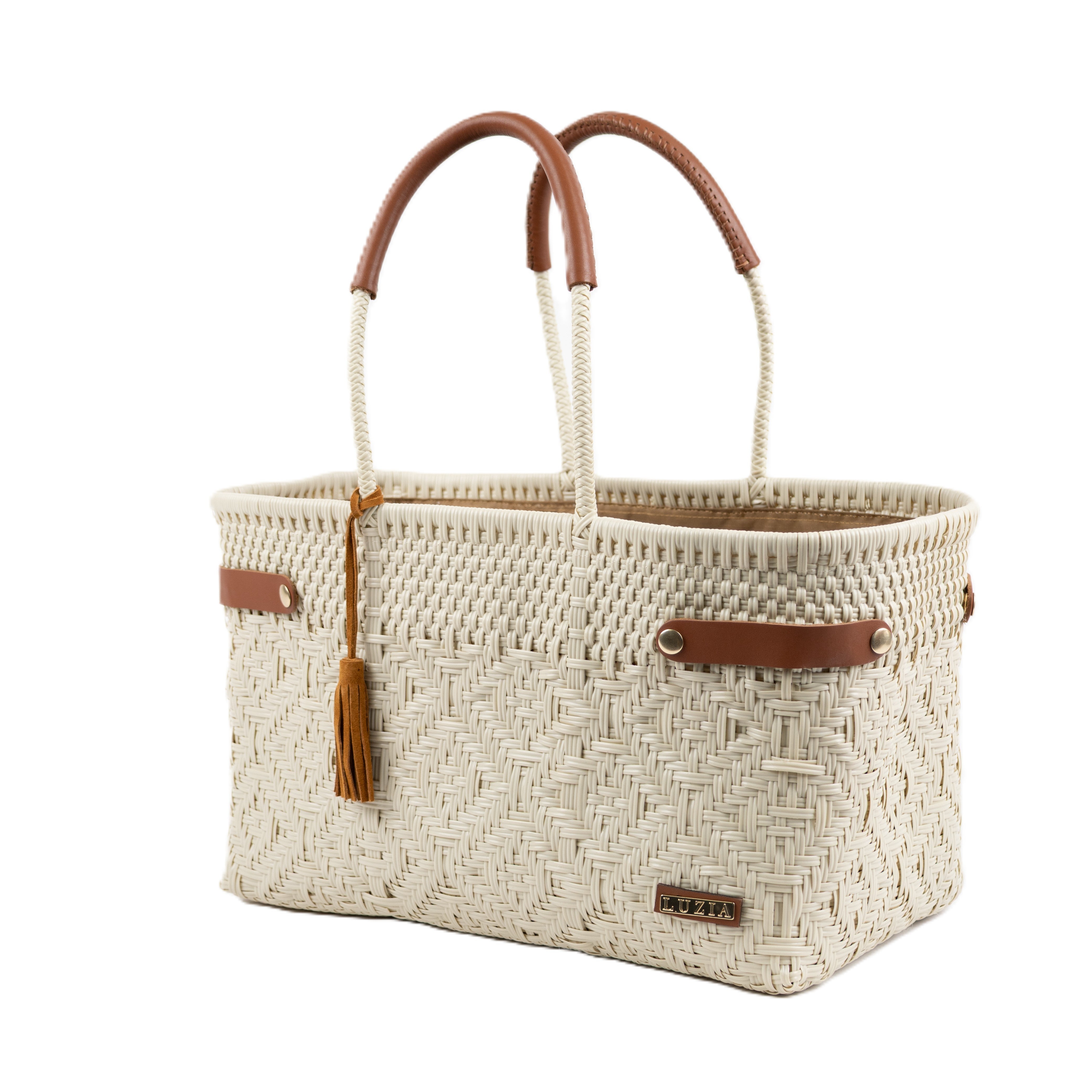 Open Basket Jumbo Braided Solid Beige