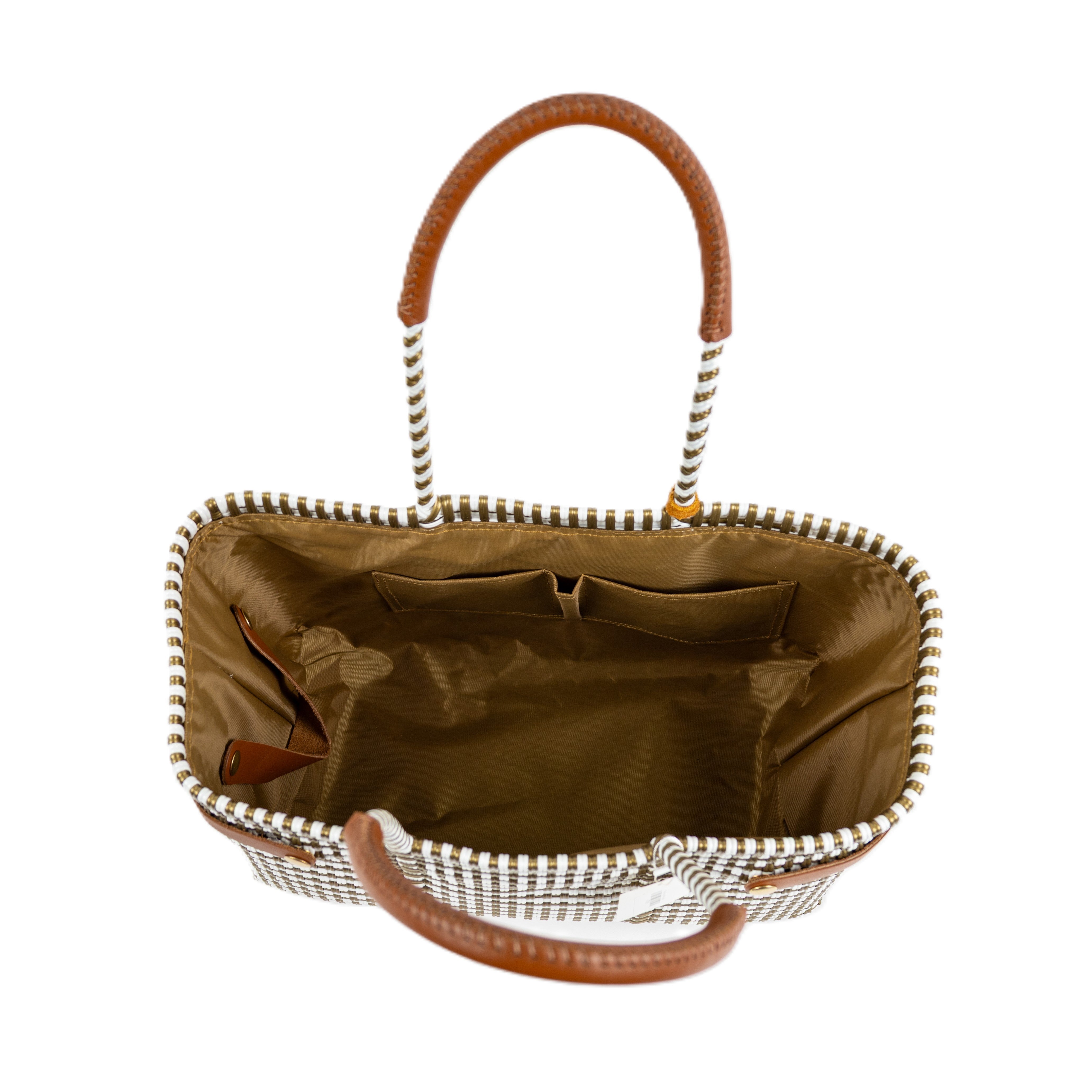 Open Basket Medium Lines White Gold