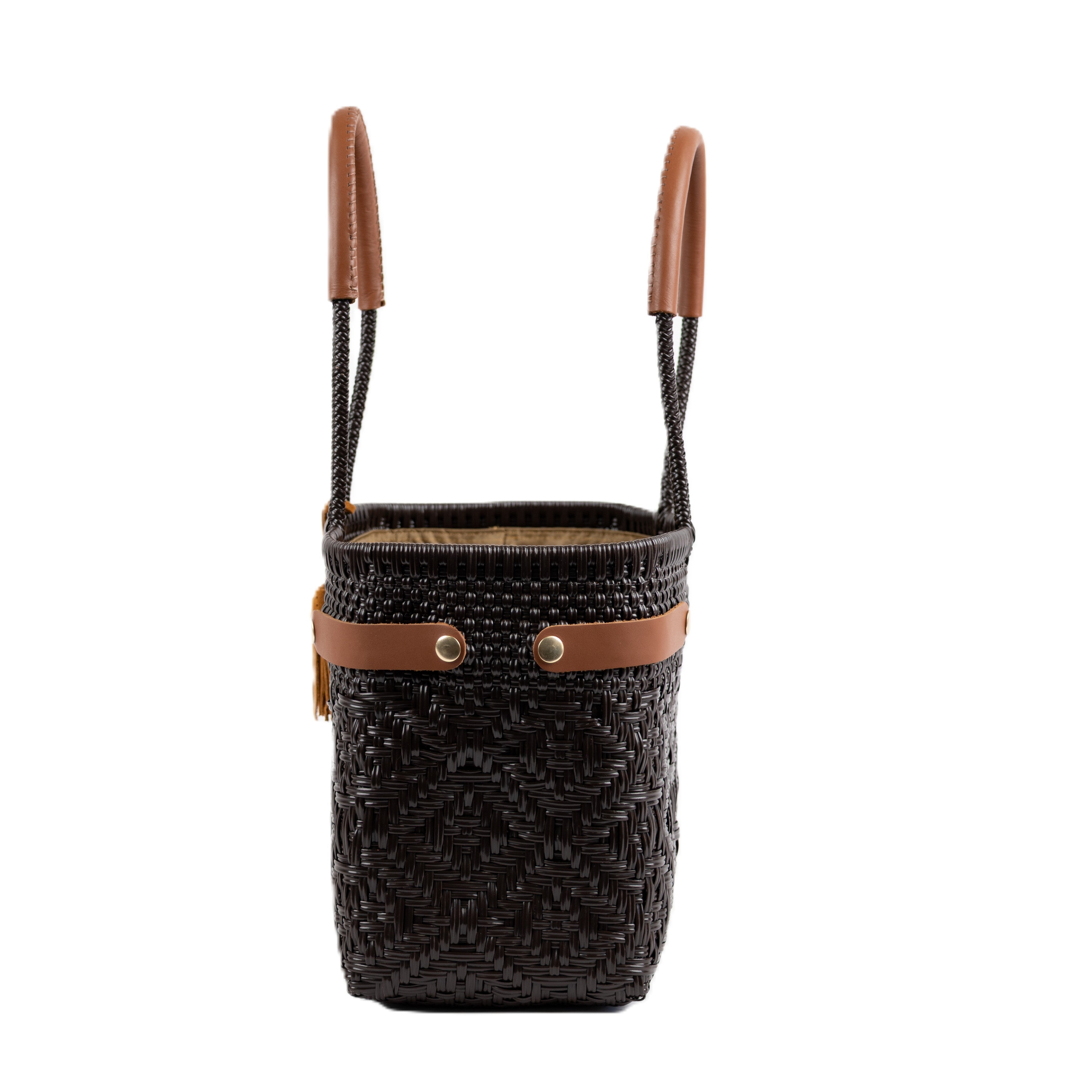 Open Basket Medium Braided Solid Brown