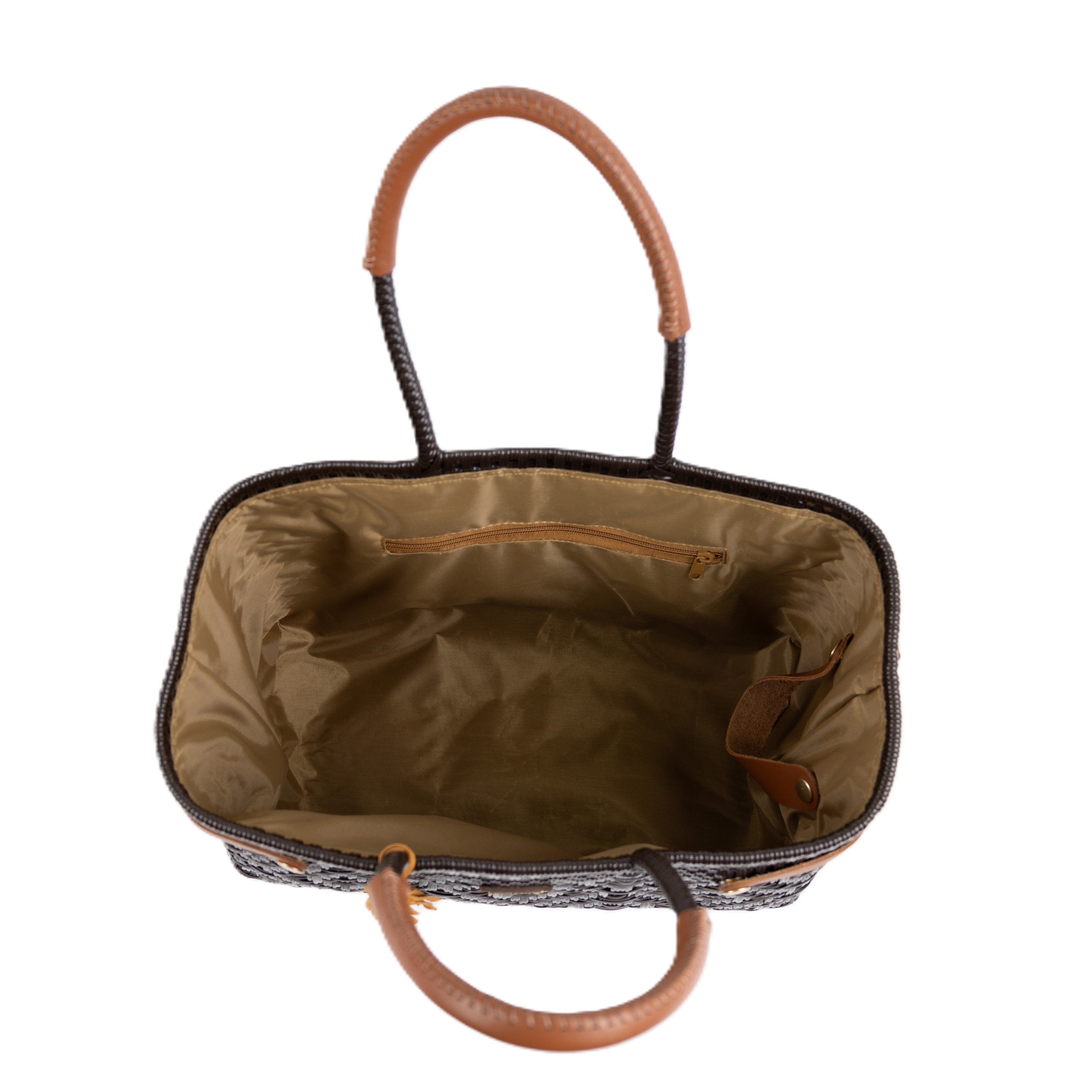 Open Basket Medium Braided Solid Brown