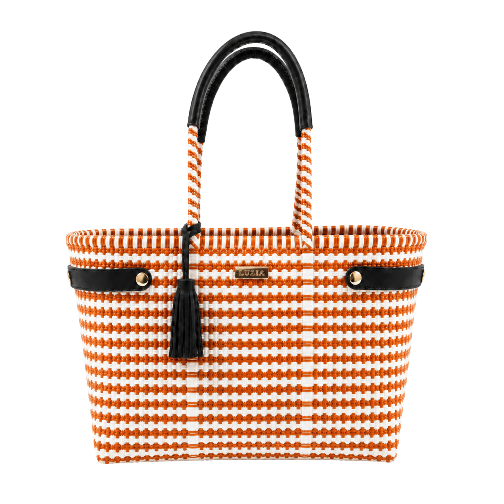 Tennessee collegiate handwoven medium basket bag with orange and white woven design