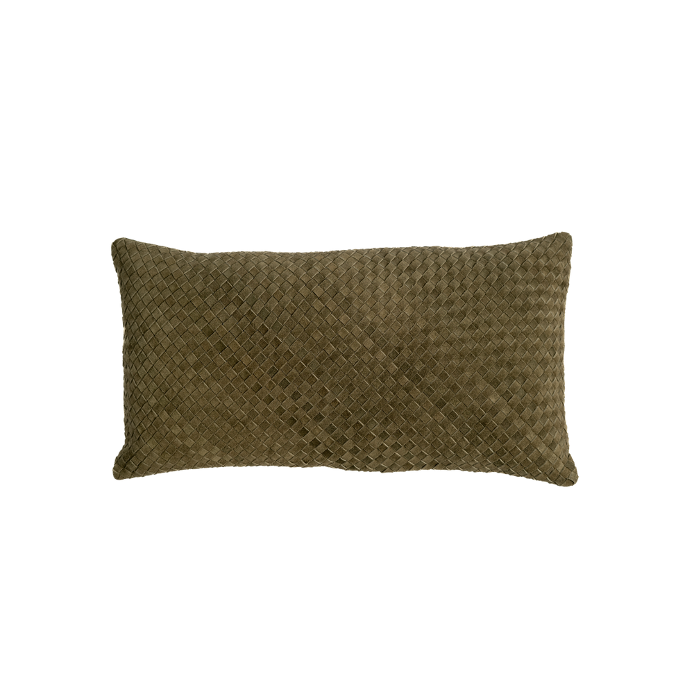 Waffle Suede Lumbar Pillow – Olive