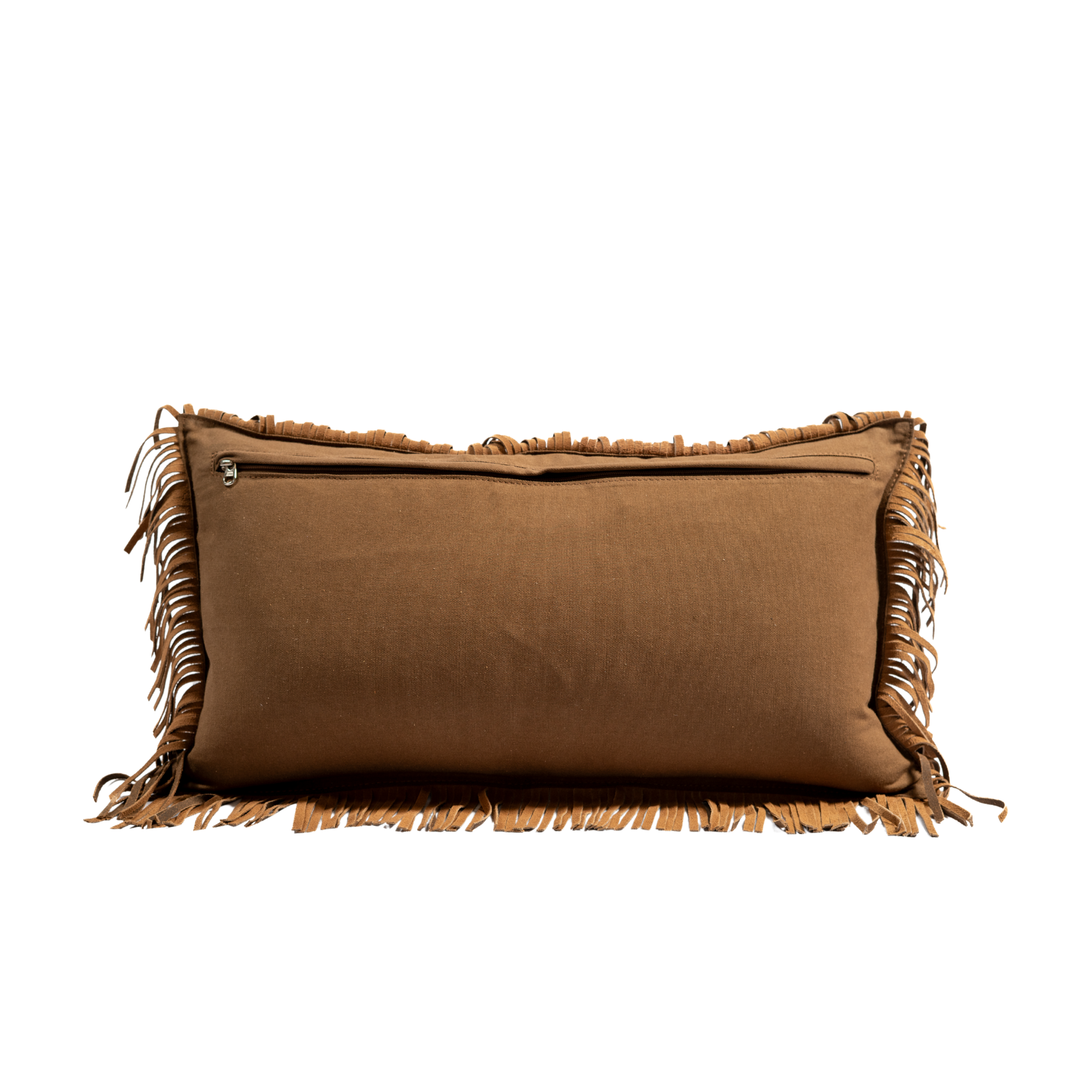 Pillow Lumbar Fringe Vintage Leather