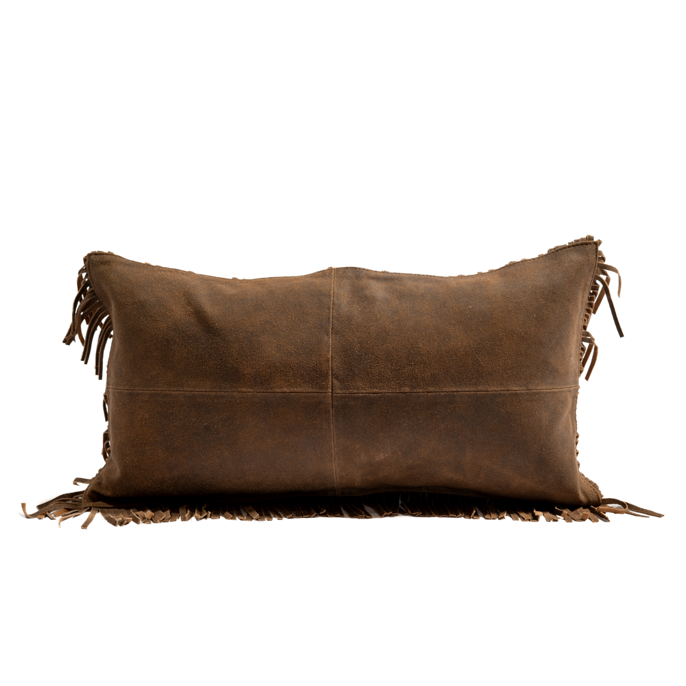 Fringe Leather Lumbar Pillow – Vintage Leather