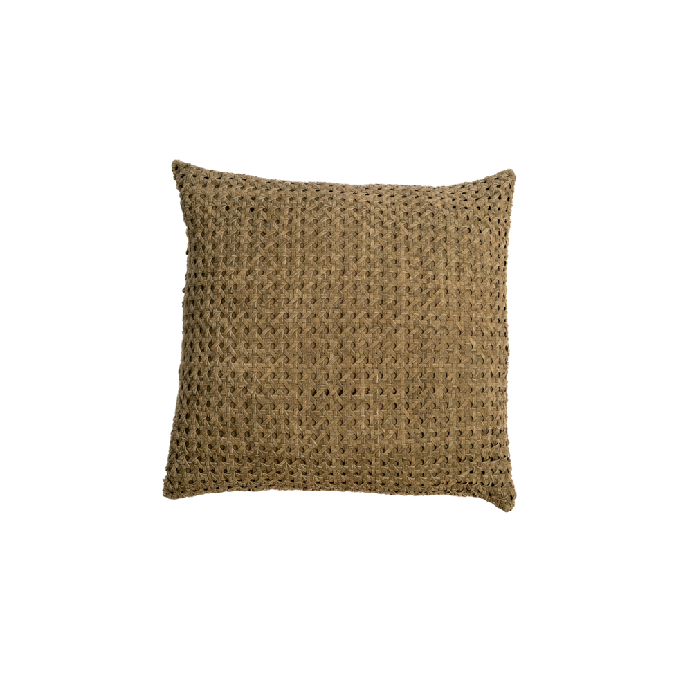 Rattan Suede Pillow –  Olive