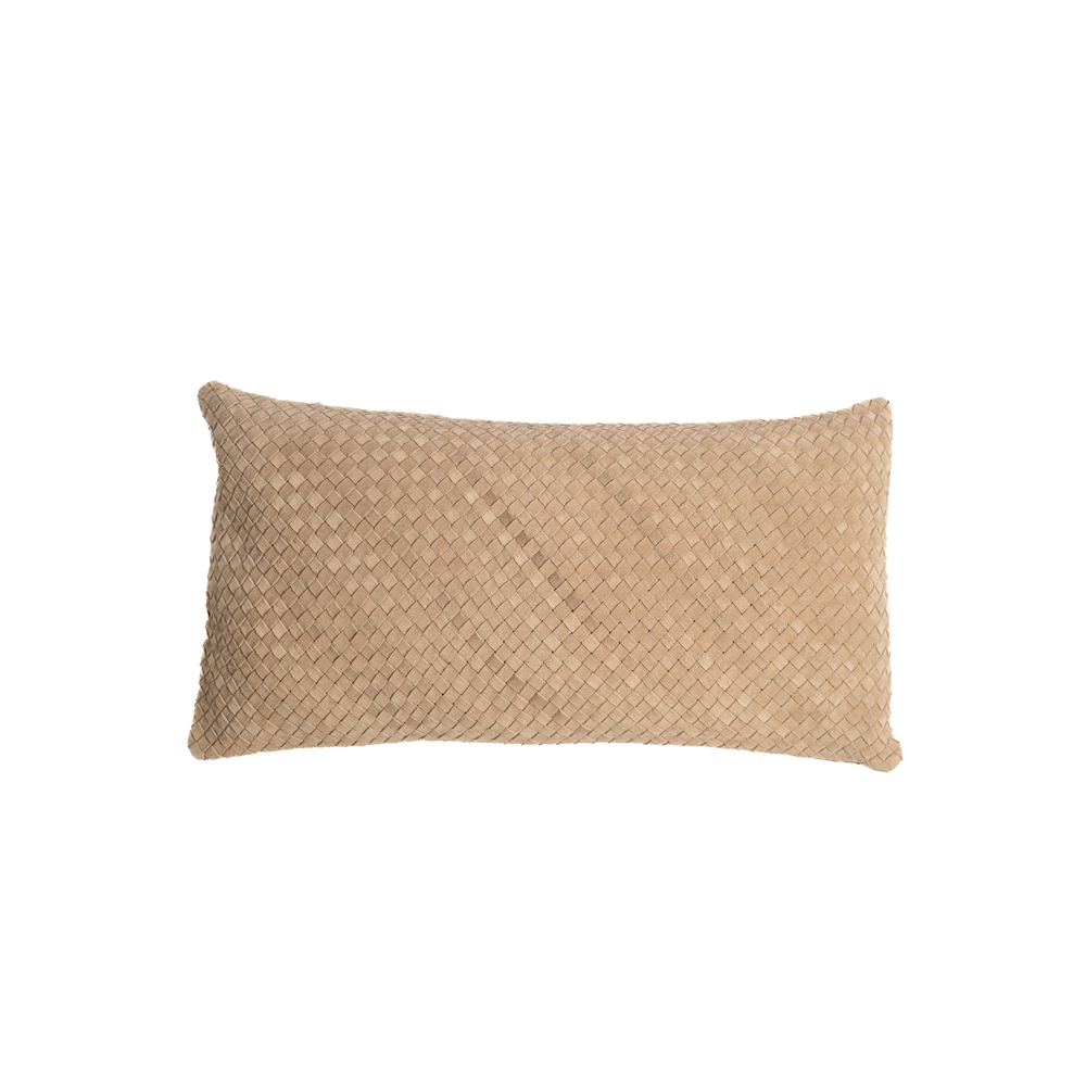 Waffle Suede Lumbar Pillow – Taupe