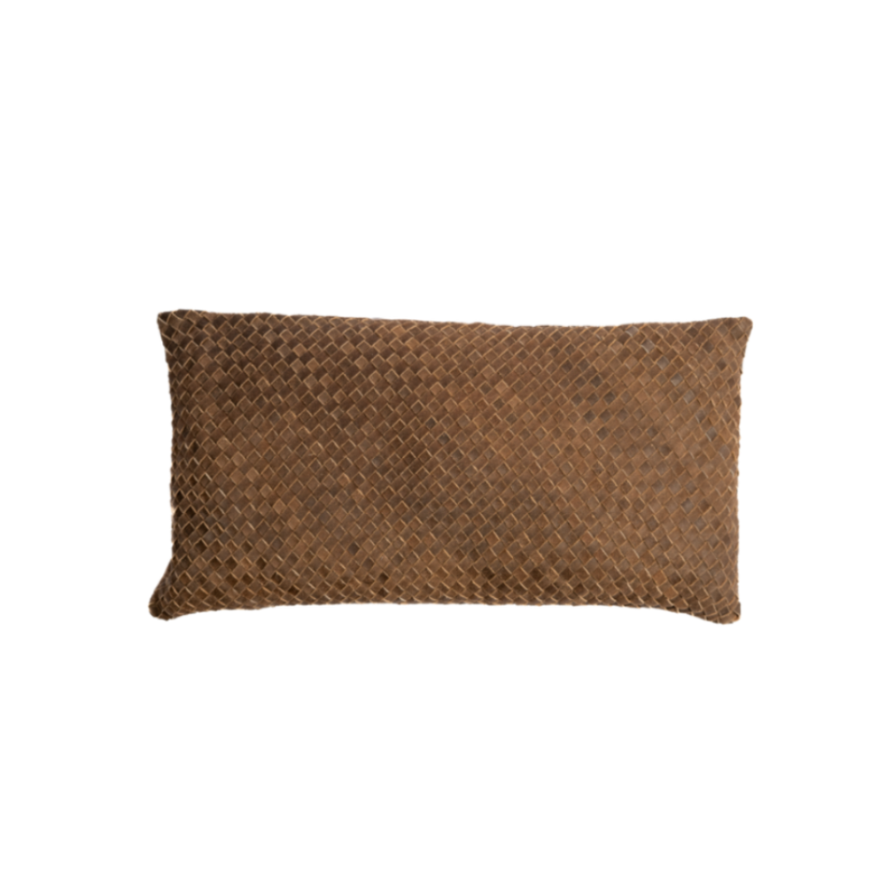 Waffle Leather Lumbar Pillow – Vintage Leather