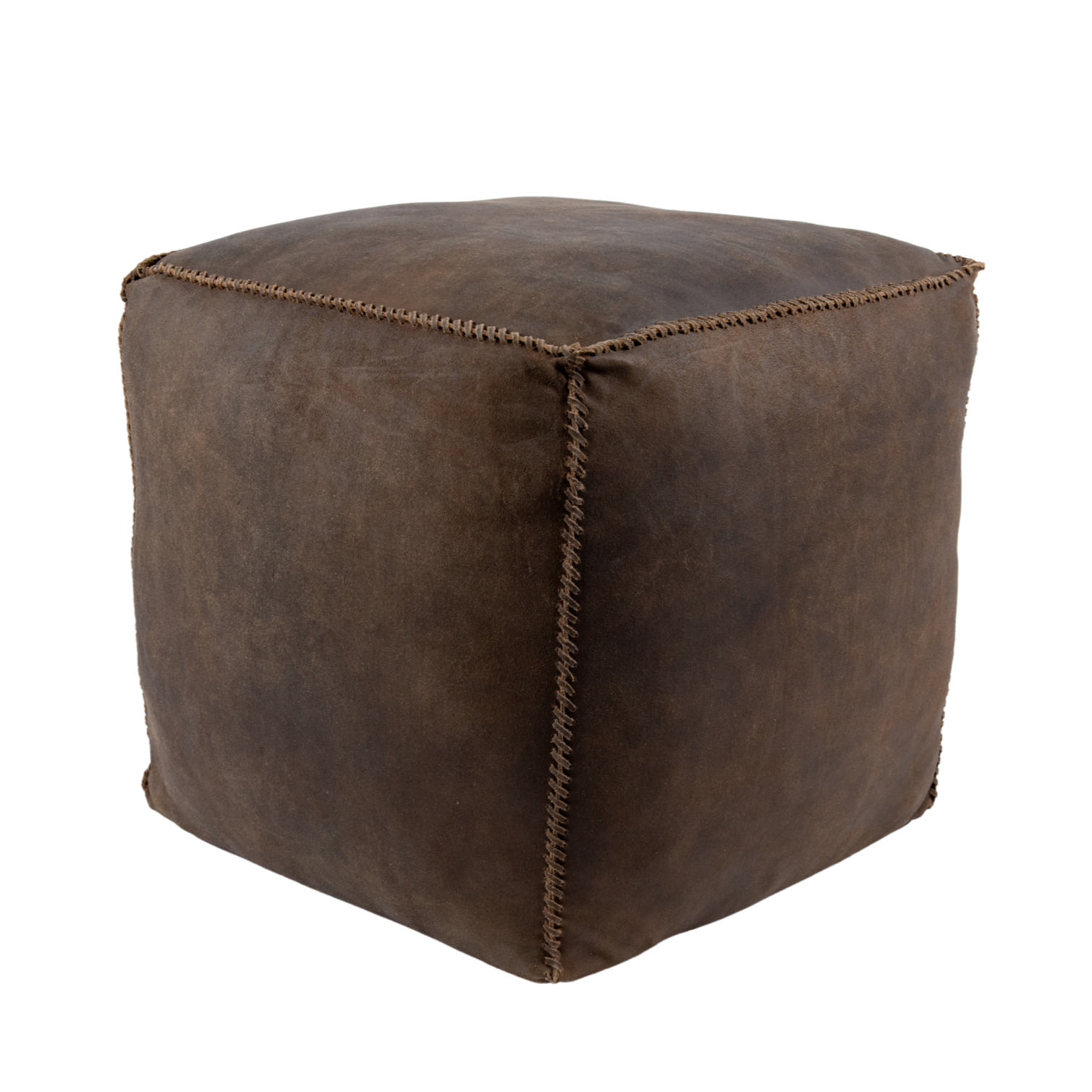 Pouf Handstiched Vintage Leather