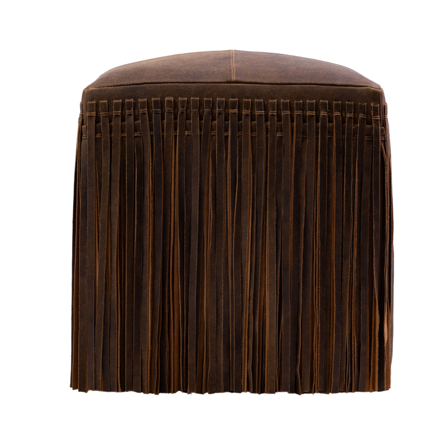 Ottoman Square Fringe Vintage Leather
