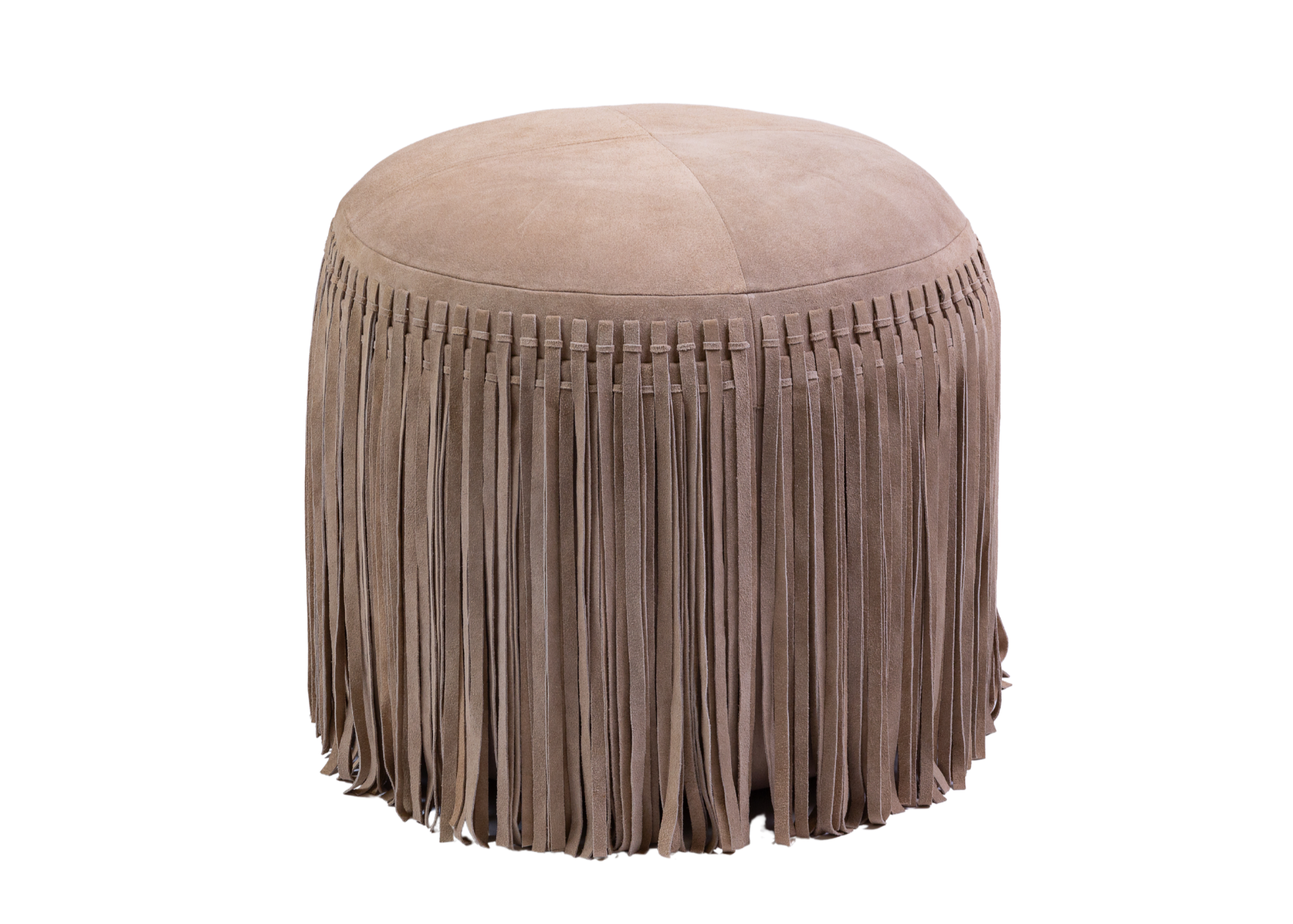 Pouf Round Fringe Taupe