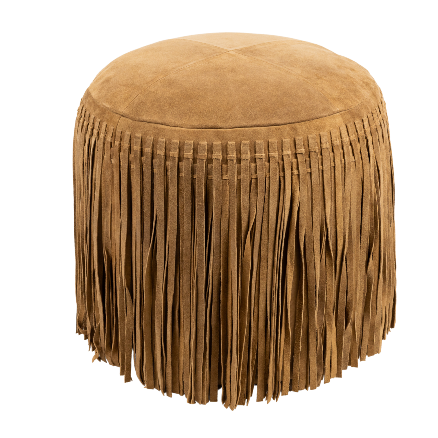 Pouf Round Fringe Camel