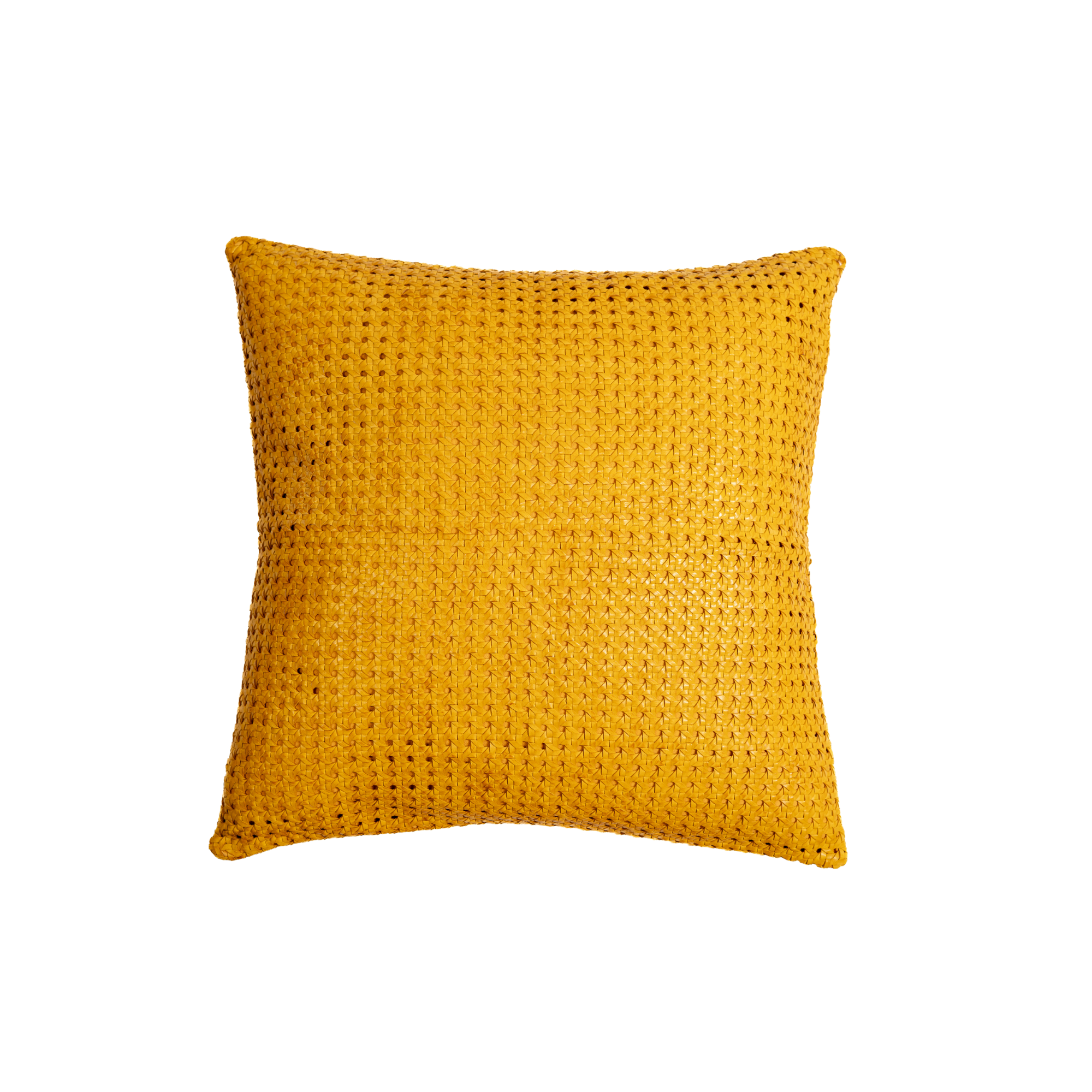 Pillow Rattan Leather Mustard