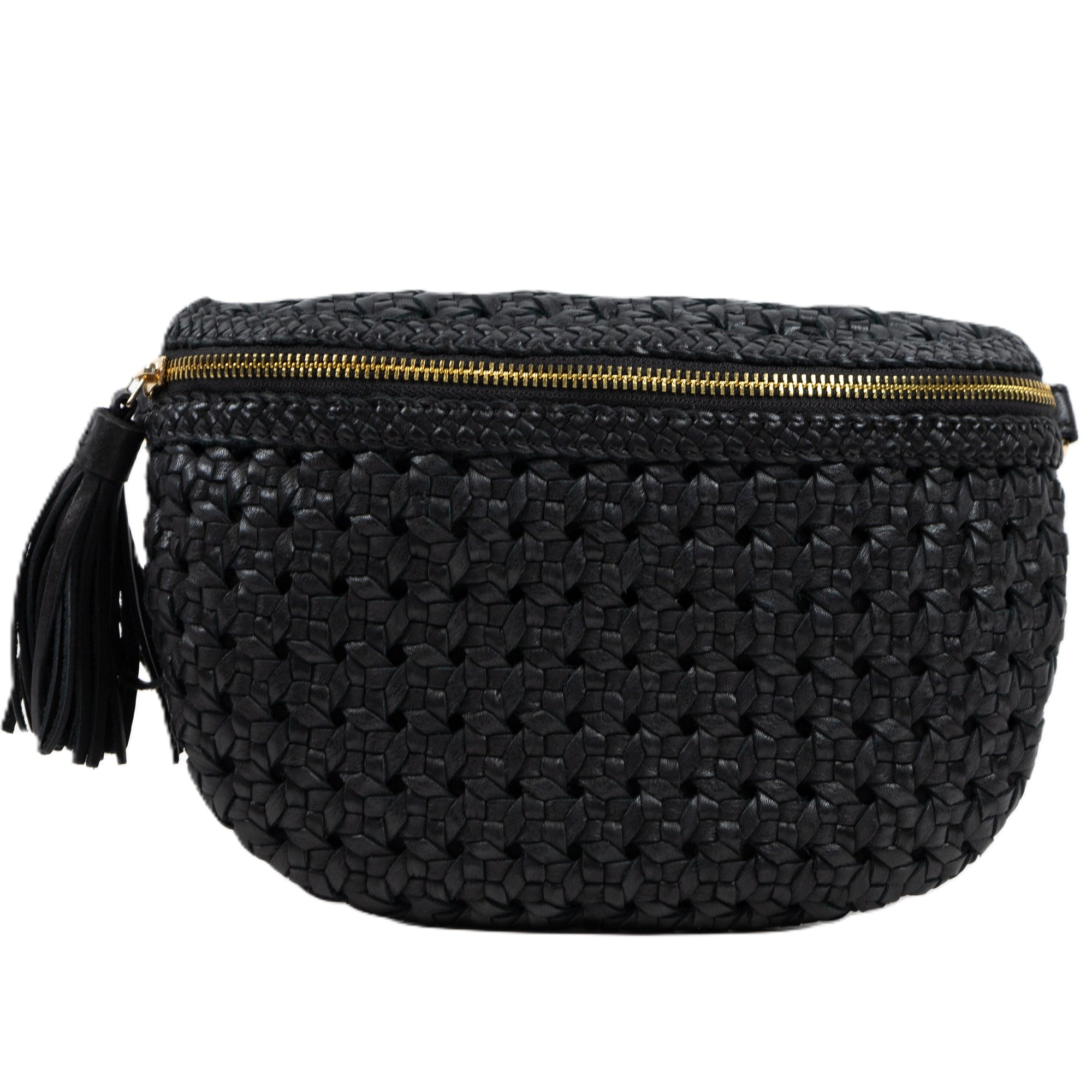 Crossbody Belt Bag Rattan Black