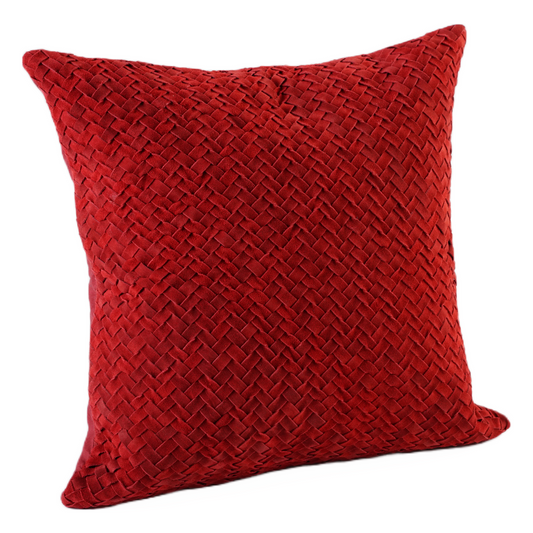 CHEVRON WEAVE SUEDE PILLOW ﻿RED 20" X 20" *Cover Only*