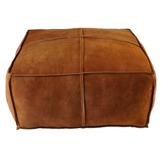 OPEN EDGE SUEDE POUF COGNAC 30" X 14"