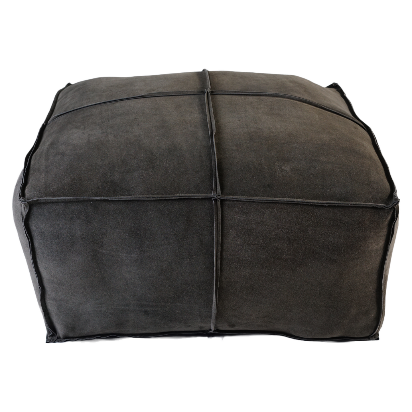 OPEN EDGE SUEDE POUF DARK GRAY  30" X 14"