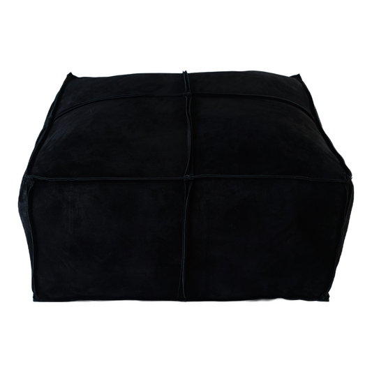 OPEN EDGE SUEDE POUF BLACK 30" X 14"