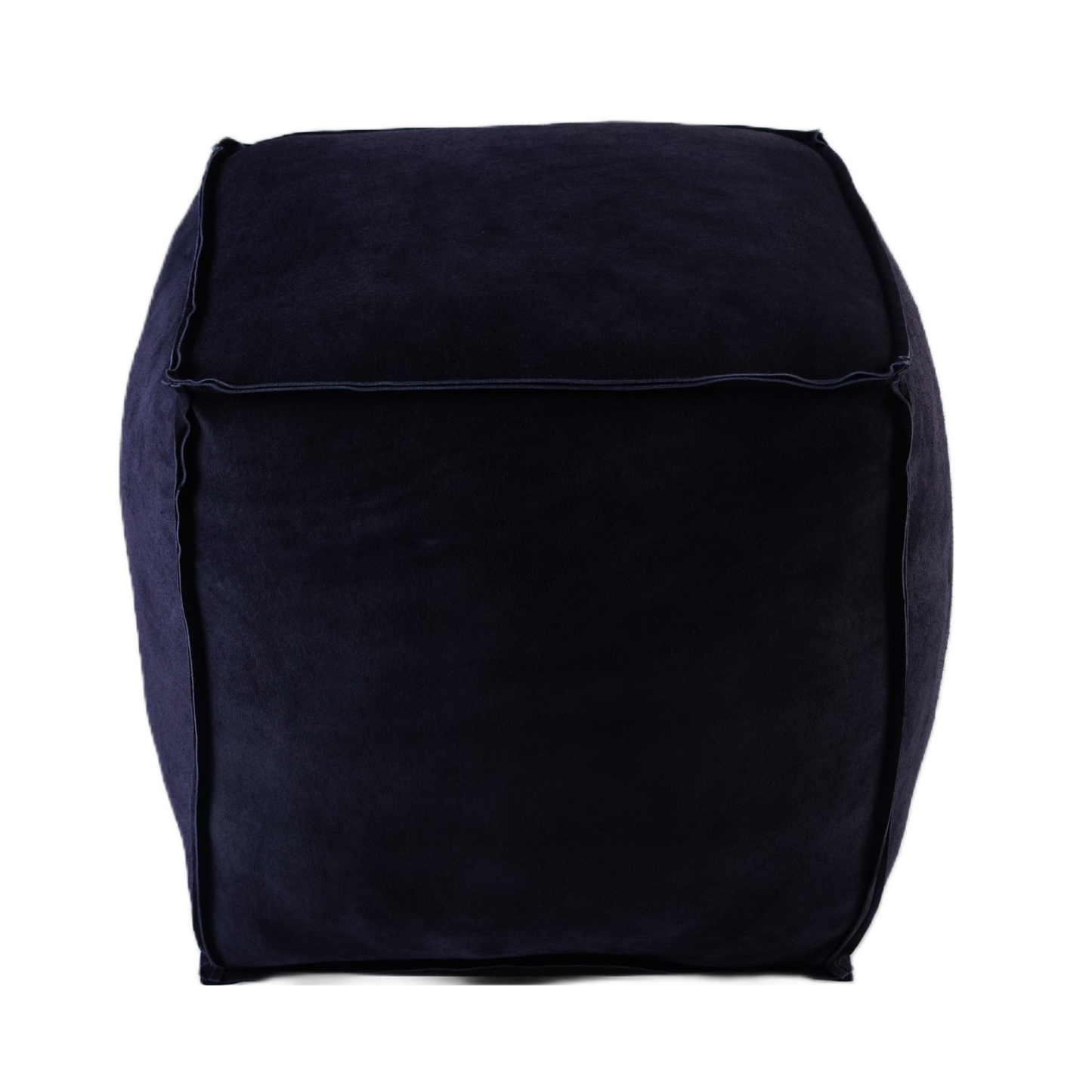 OPEN EDGE SUEDE POUF NAVY 18" X 18"