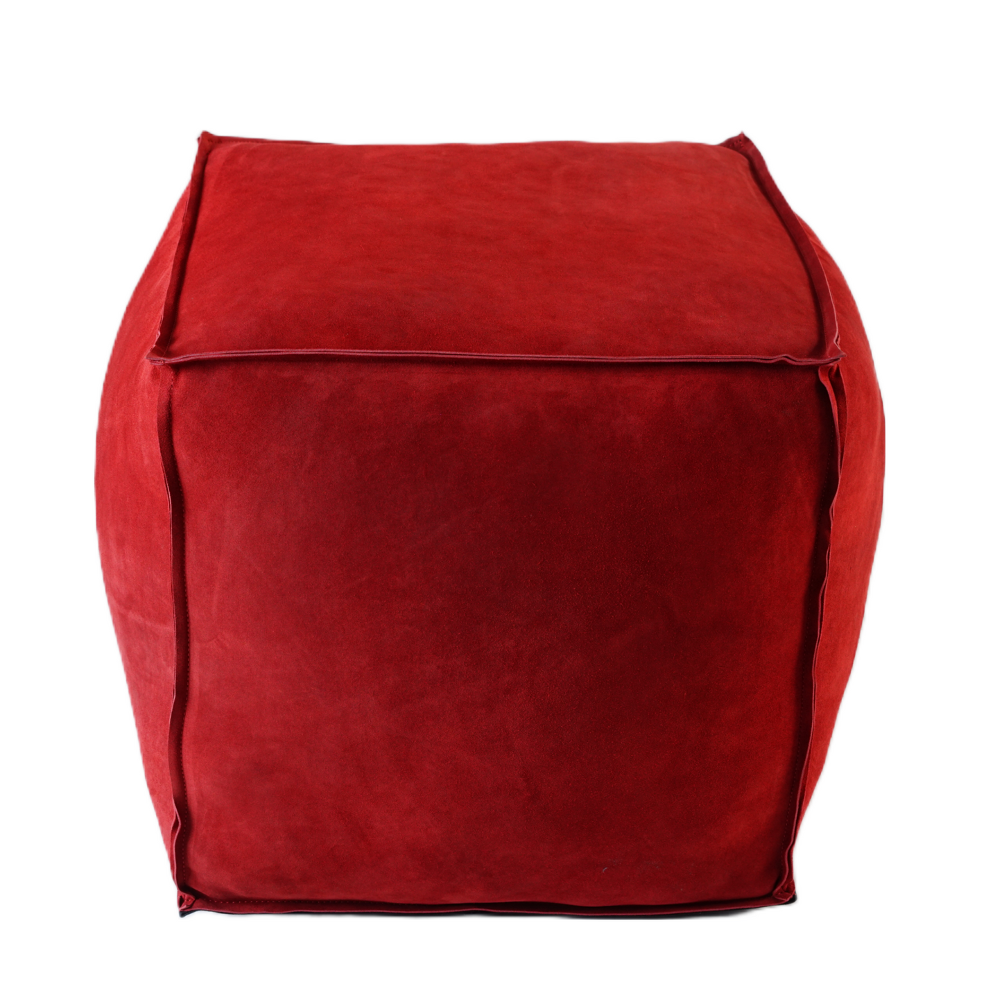 OPEN EDGE SUEDE POUF RED 18" X 18"