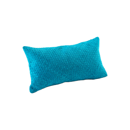 WAFFLE WEAVE SUEDE PILLOW TURQUOISE 22" X 12"