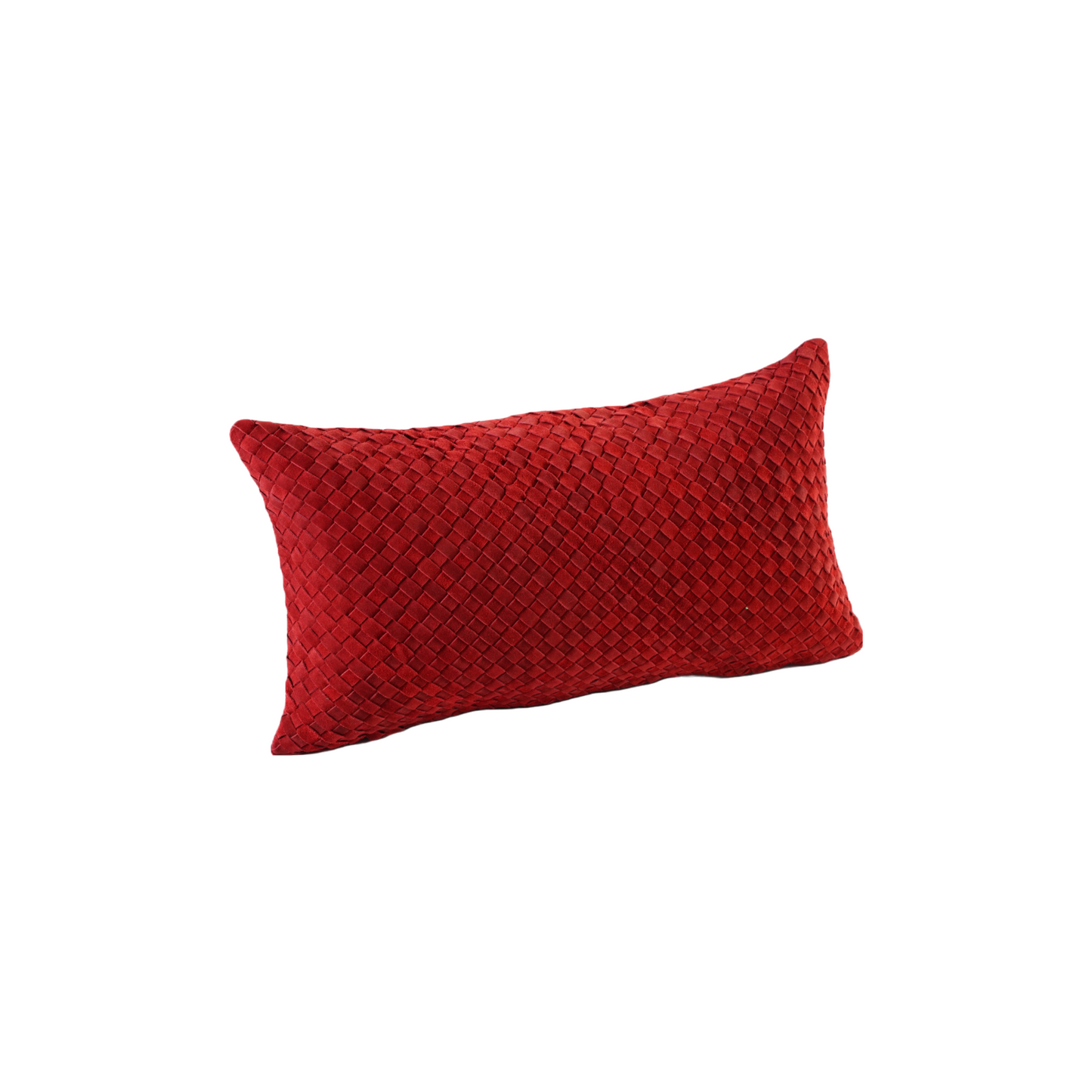 WAFFLE WEAVE SUEDE PILLOW RED 22" X 12"