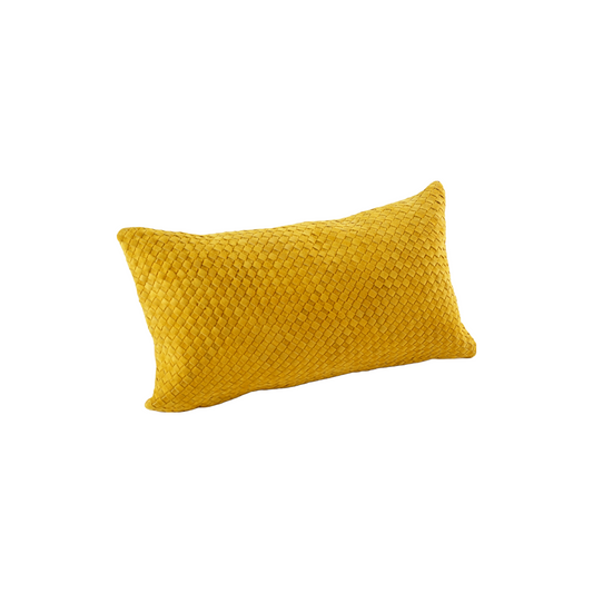 WAFFLE WEAVE SUEDE PILLOW MUSTARD 22" X 12"