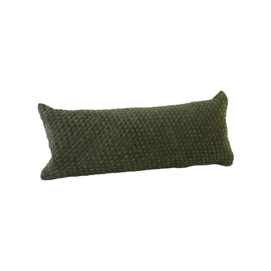 WAFFLE WEAVE SUEDE PILLOW OLIVE 30" X 12"