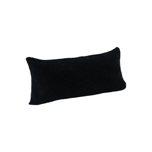 WAFFLE WEAVE SUEDE PILLOW BLACK 30" X 12"