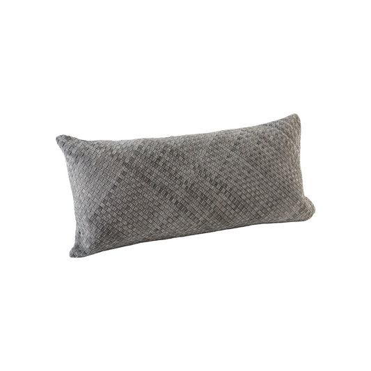 WAFFLE WEAVE SUEDE PILLOW LIGHT GRAY  30" X 12"