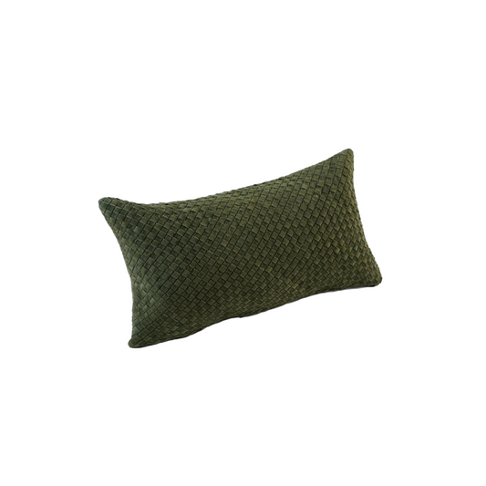 WAFFLE WEAVE SUEDE PILLOW OLIVE  22" X 12"