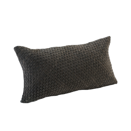 WAFFLE WEAVE SUEDE PILLOW DARK GRAY 22" X 12"