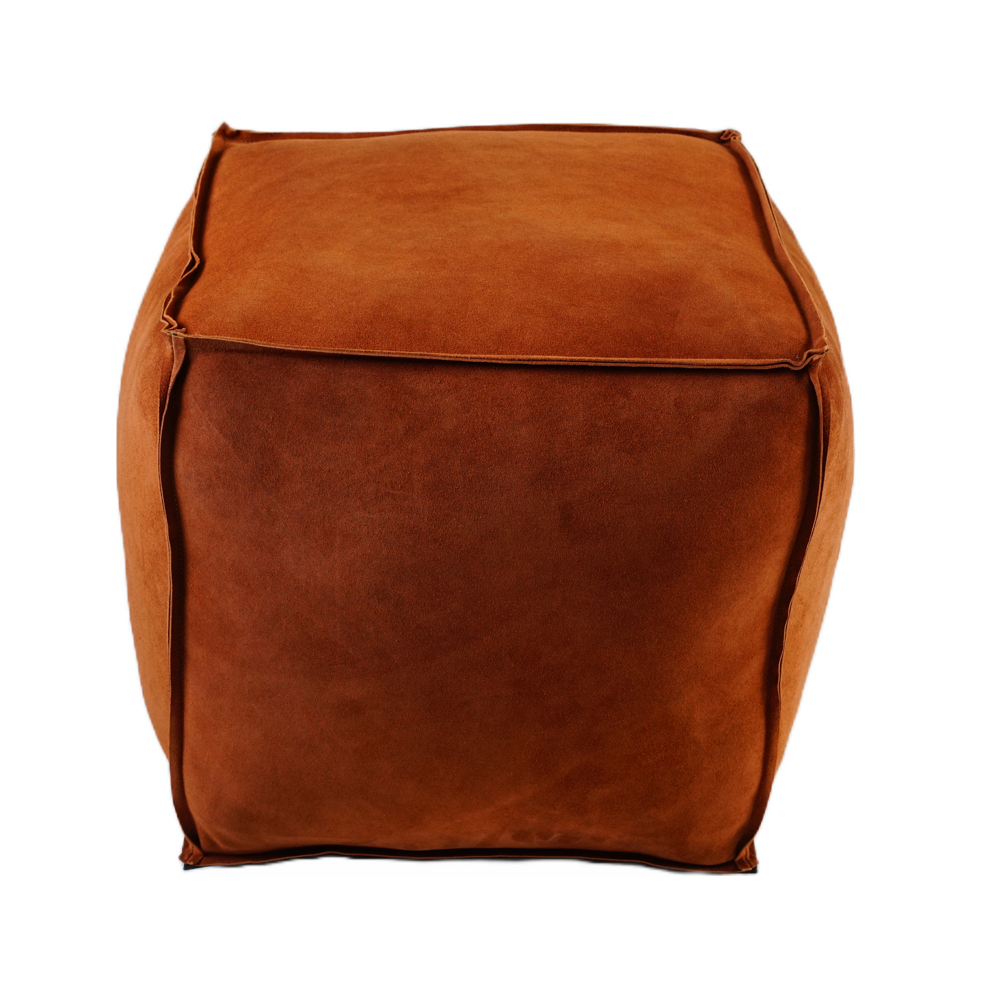 OPEN EDGE SUEDE POUF TERRACOTTA 18" X 18"