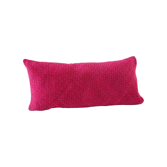 WAFFLE WEAVE SUEDE PILLOW PINK 30" X 12"